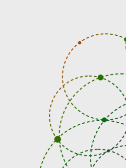 Grafik: mehrere sich überschneidende Kreise aus gestrichelten bunten Linien
