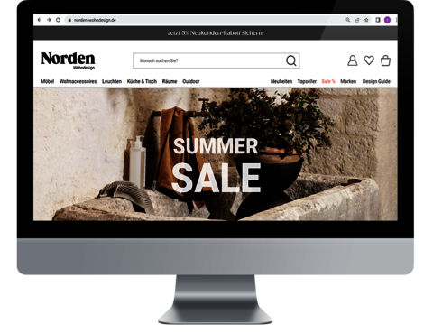 Online-Shop von Norden Wohndesign Monitor mit Wohndesign Online-Shop von Norden Wohndesign