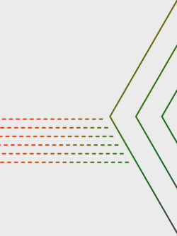 atlantis dx - Presse Grafik: große Pfeilspitzen aus bunten Linien von links nach rechts auf hellem Hintergrund