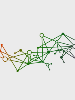 atlantis dx - Customer Service Dienstleister Grafik: bunte, sich überkreuzende Linien, die mit Punkten verbunden sind auf hellgrauem Hintergrund