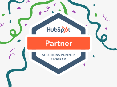 HubSpot Partner Badge mit Konfetti zur Ankündigung