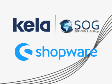 atlantis dx - Kela Shopware Shop Logos von Kela, SOG und Shopware mit grauem Streifen im Hintergrund