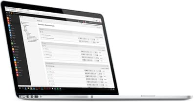 atlantis dx - Bucerius Law School GmbH: Digitales Fallbuch mit TYPO3 Bildmontage: seitliche Ansicht eines Laptops mit geöffnetem TYPO3-Backend