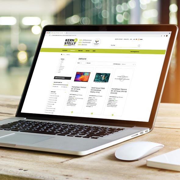 Kern & Stelly Medientechnik GmbH - Development of a B2B online store based on Magento Laptop on desk with open source code of the online store