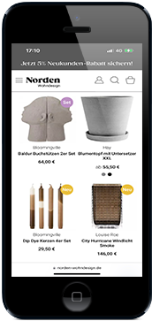 Wohndesign Online-Shop von Norden Wohndesign Handy-Display mit Wohndesign Online-Shop von Norden Wohndesign